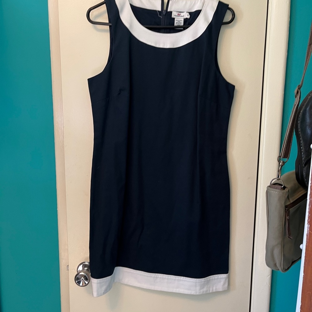 Navy and white cotton dress